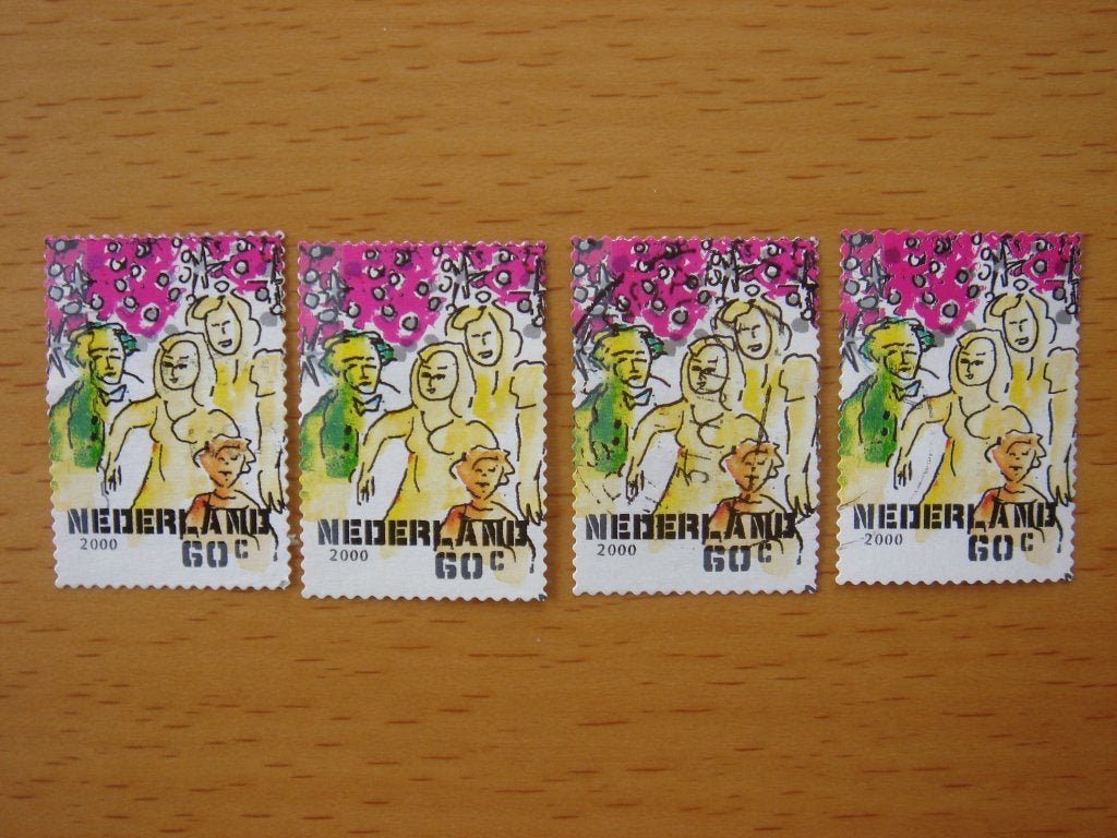 Decemberzegels 2000 - 4x  NVPH 1949 Gestempeld, Ophalen of Verzenden, Na 1940, Gestempeld