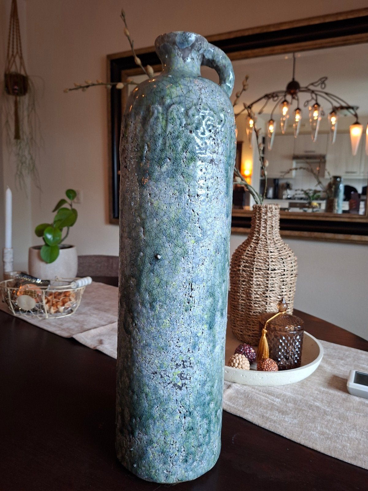 Stoere PTMD Vaas (52 cm hoog) - Aardewerk, Blauw, 52 cm, Ophalen of Verzenden, Zo goed als nieuw