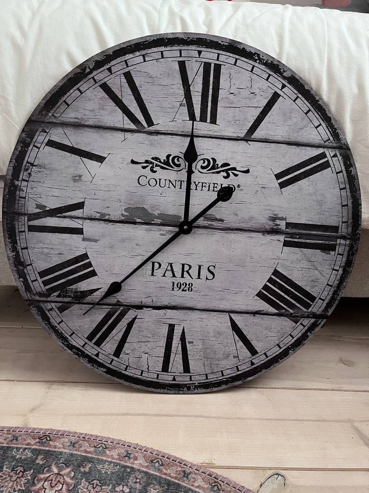 Grote wandklok 'Countryfield Paris 1928' - vintage stijl, Ophalen, Wandklok, Grijs, Vintage