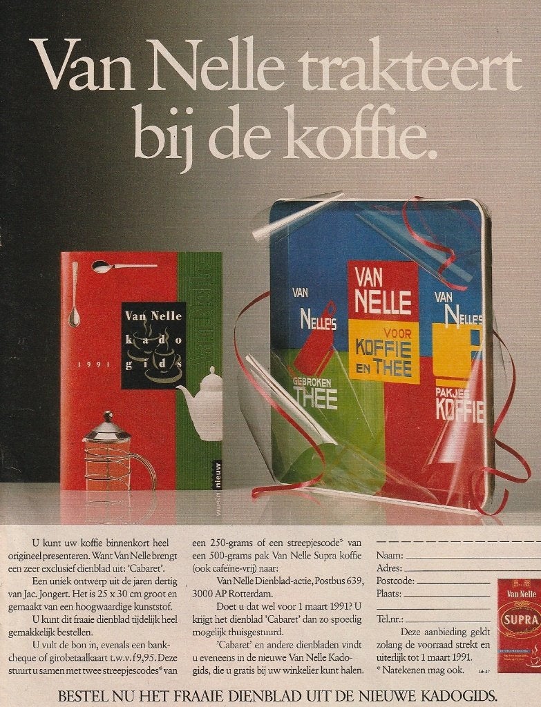 Retro reclame 1990 Van Nelle koffie dienblad jaren 90, Verzenden, Overige typen