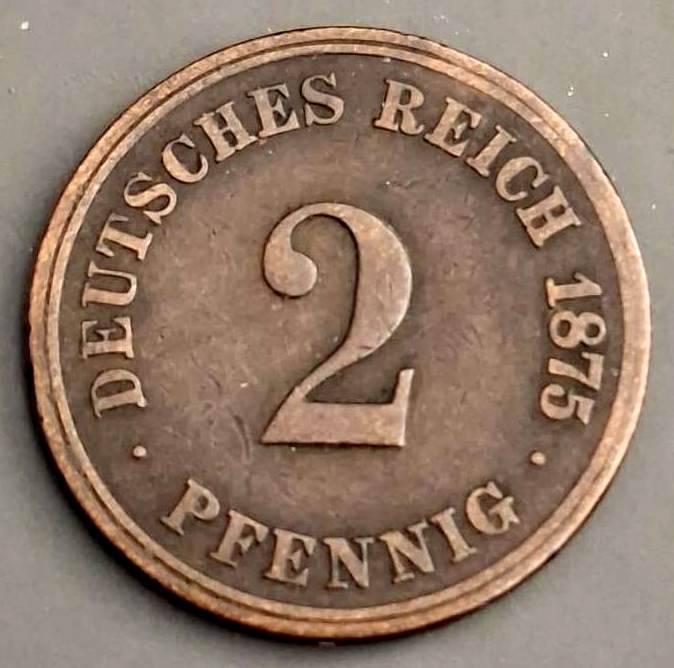 Duitsland 2 Pfennig Munt 1875J, Ophalen of Verzenden, Duitsland, Losse munt