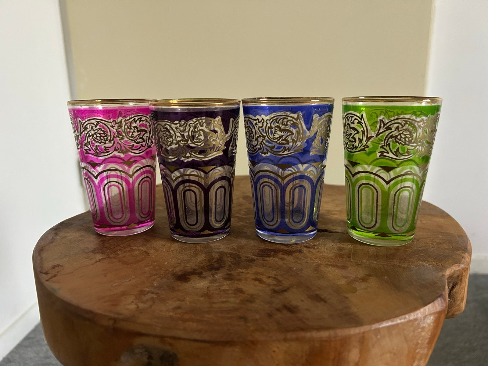 Set van 4 Marokkaanse theeglazen - Kleurrijk en decoratief, Ophalen of Verzenden