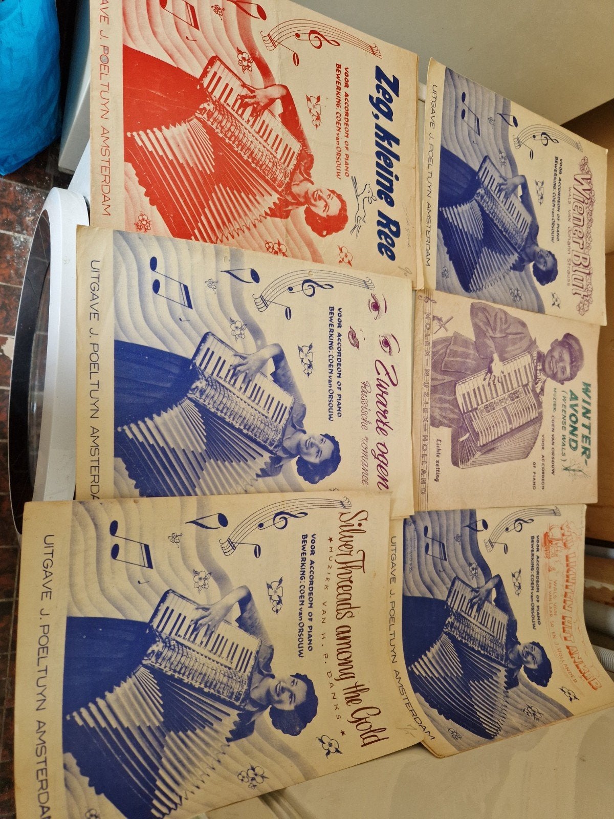 Vintage bladmuziek voor accordeon en piano (diverse), Gebruikt, Verzenden, Accordeon, Overige soorten