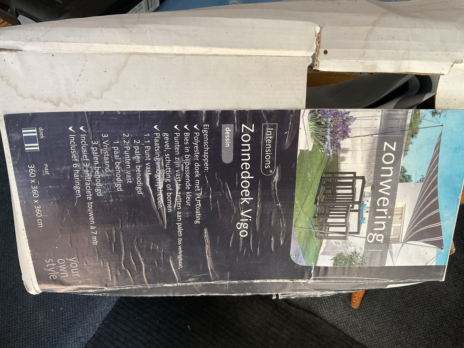 Intensions Zonnedoek Viggo polyester 360x360x360, Overige typen, Nieuw, Ophalen of Verzenden, 250 cm tot 450 cm