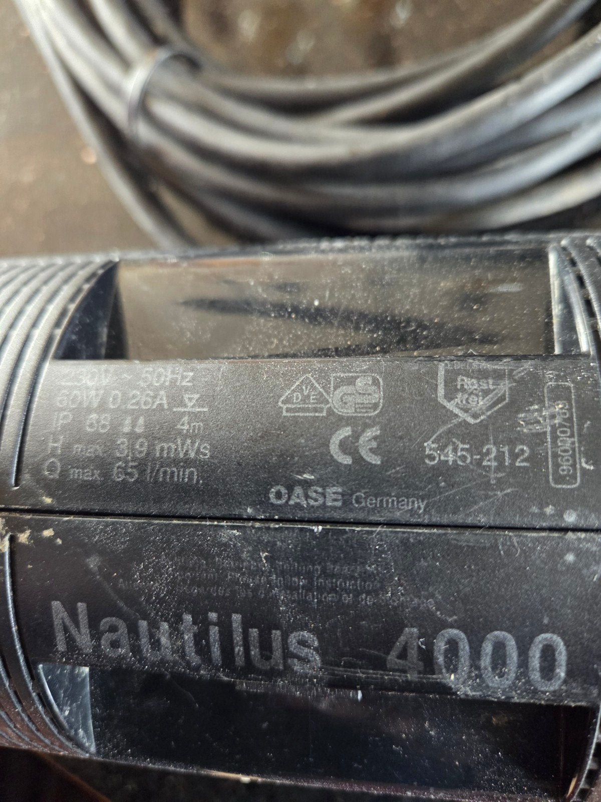 Oase Nautilus 4000 Dompelpomp - 60W, 65 l/min, Tuin en Terras, Ophalen of Verzenden, Gebruikt, Elektrisch, Dompelpomp