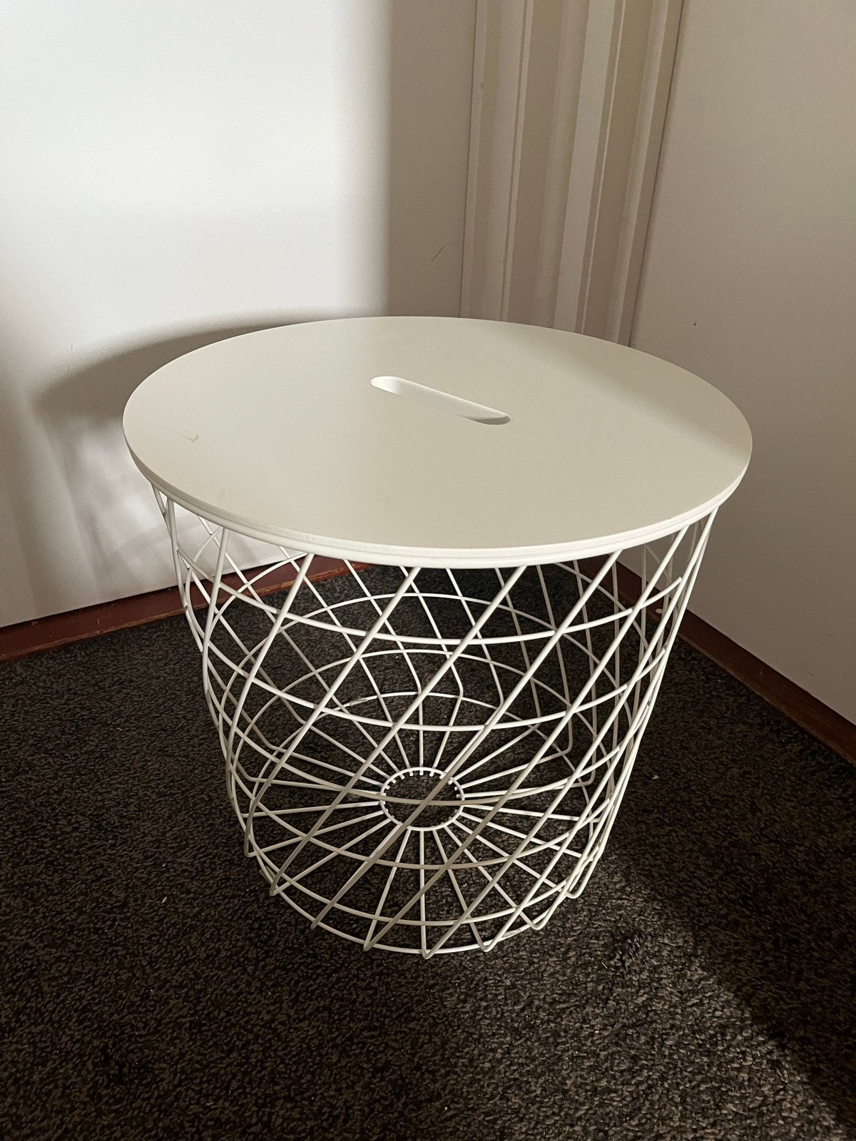 IKEA Kvistbro salontafel/opbergmand wit, 45 tot 60 cm, Minder dan 55 cm, Metaal of Aluminium, Rond