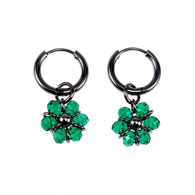 Ø14mm x 2mm Oorringen Dames Gepolijst RVS Groen Gefacetteerd, Met kristal, Overige materialen, Hangers, Birgitta-Gracht 33, 6465 EL Kerkrade, Nederland