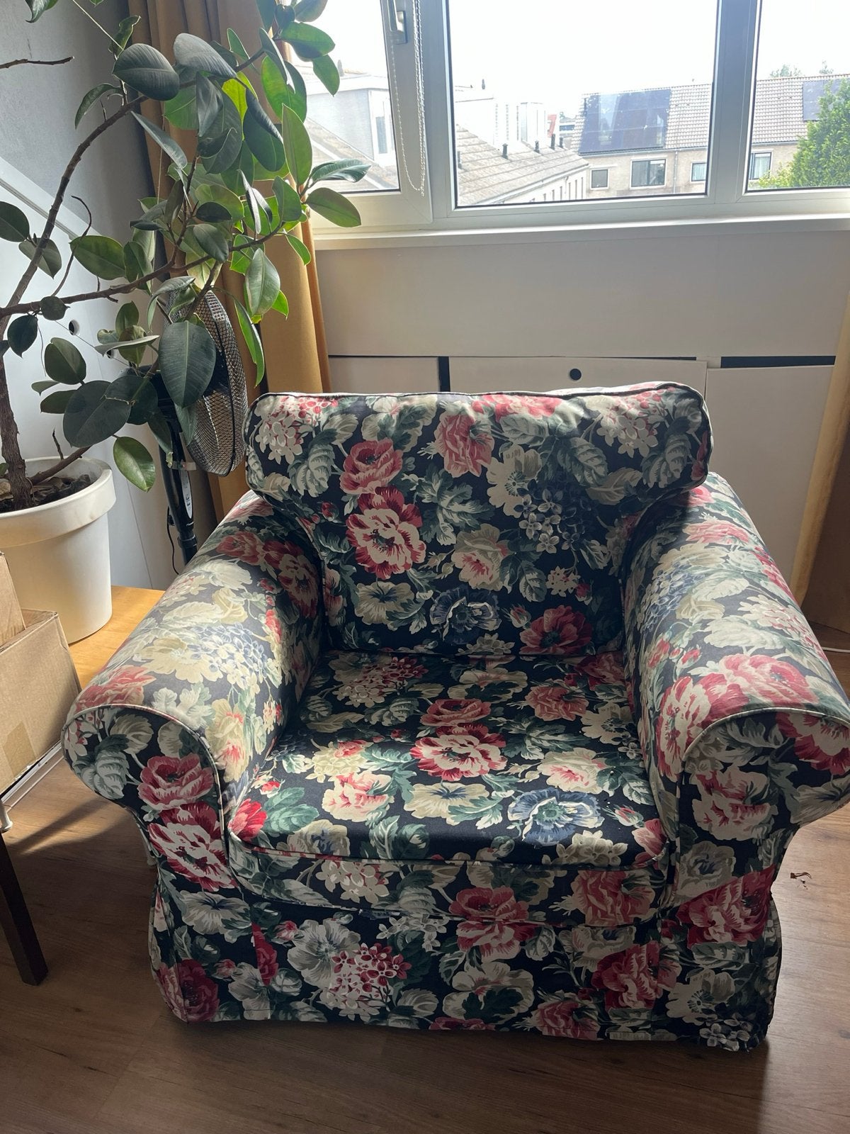 Ektorp Ikea fauteuil met gebruikssporen, Ophalen, Gebruikt, Stof, 75 tot 100 cm