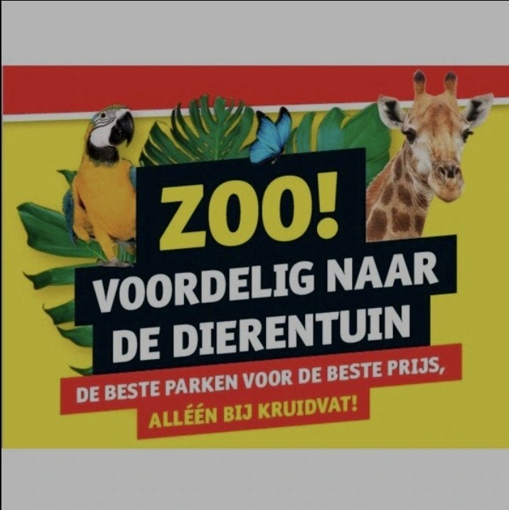 Dierentuin voucher 1 stuk Kruidvat actie, Tickets en Kaartjes, Eén persoon, Ticket of Toegangskaart