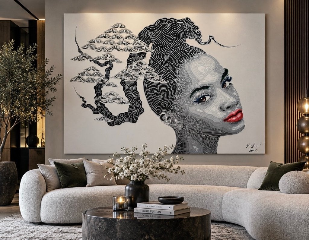 Acryl schilderij Chaiyapong Khasanan Beyoncé Lady 180 140, Antiek en Kunst, Acrylverf, Gesigneerd, Ophalen of Verzenden, Portret