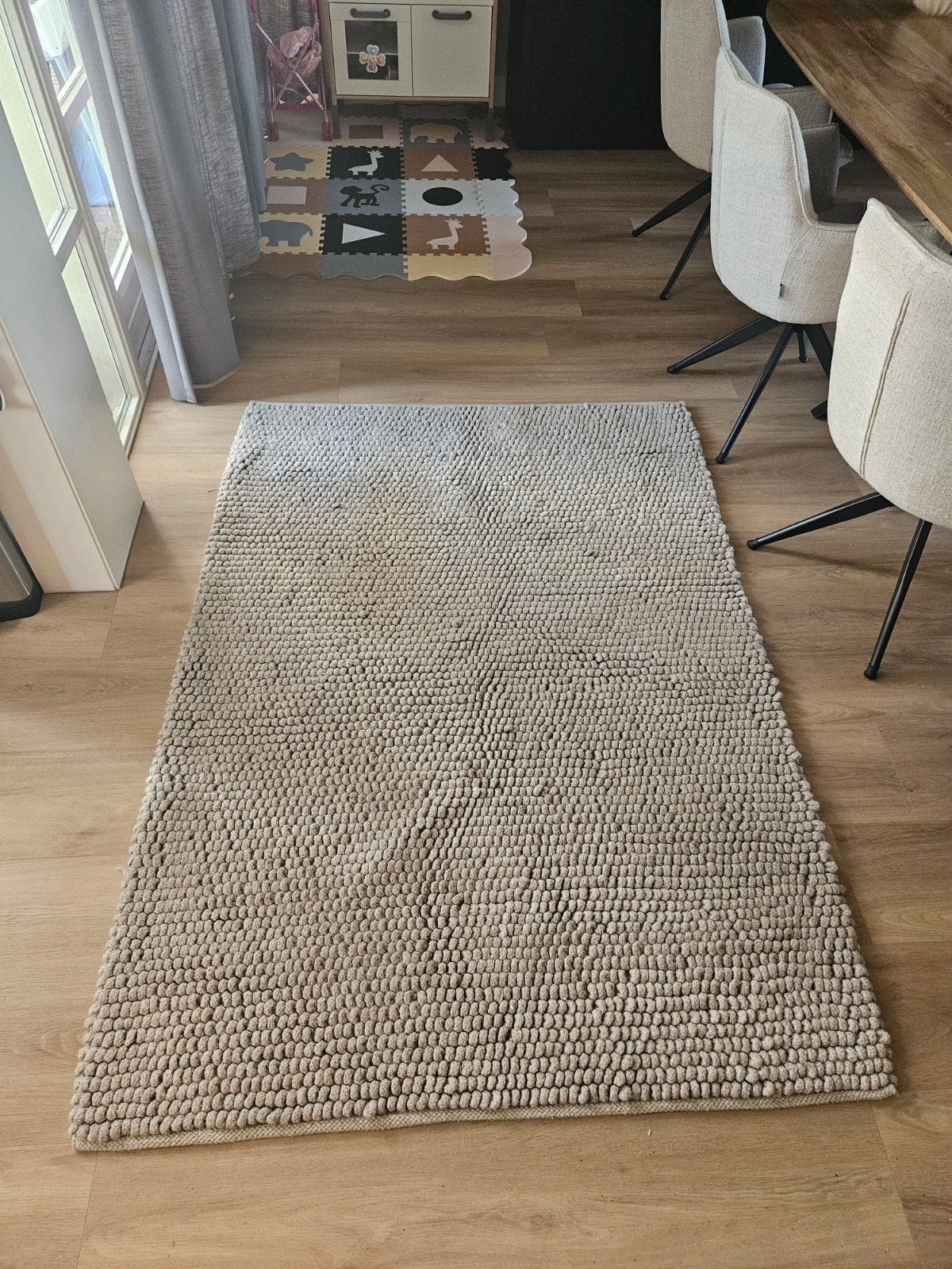 Handgemaakt wollen vloerkleed portis - Grijs (133x190 cm), Ophalen, 100 tot 150 cm, Zo goed als nieuw, 150 tot 200 cm