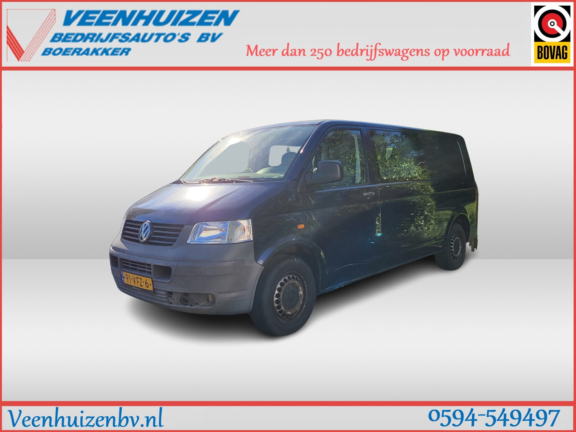 Volkswagen Transporter 2.5TDI L2/H1 Dubbele Cabine, Auto's, Bestelauto's, Voorwielaandrijving, 1940 kg, Gebruikt, 2500 kg