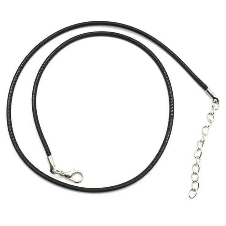Zwart Lederen Wax Koord Ketting 45 cm(zonder verlengketting, Ophalen of Verzenden, Nieuw, Overige typen