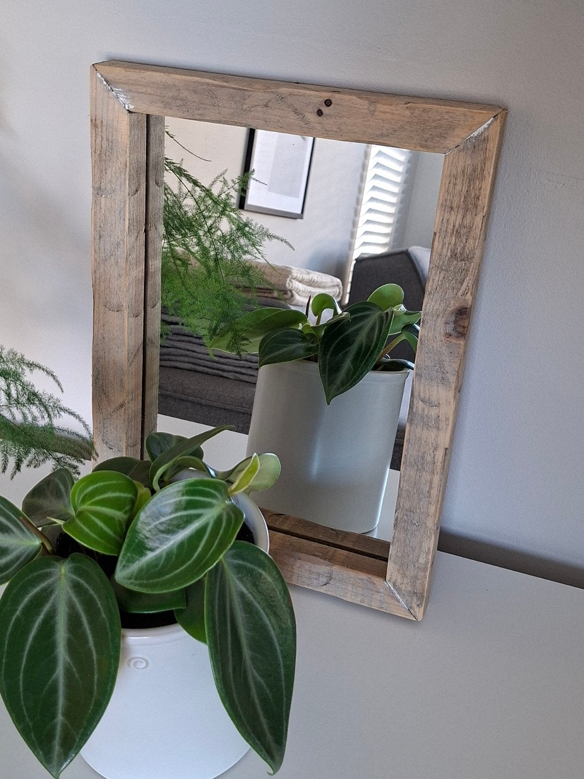 Mooie spiegel van steigerhout., Huis en Inrichting, Minder dan 50 cm, Ophalen of Verzenden, Zo goed als nieuw, Minder dan 100 cm