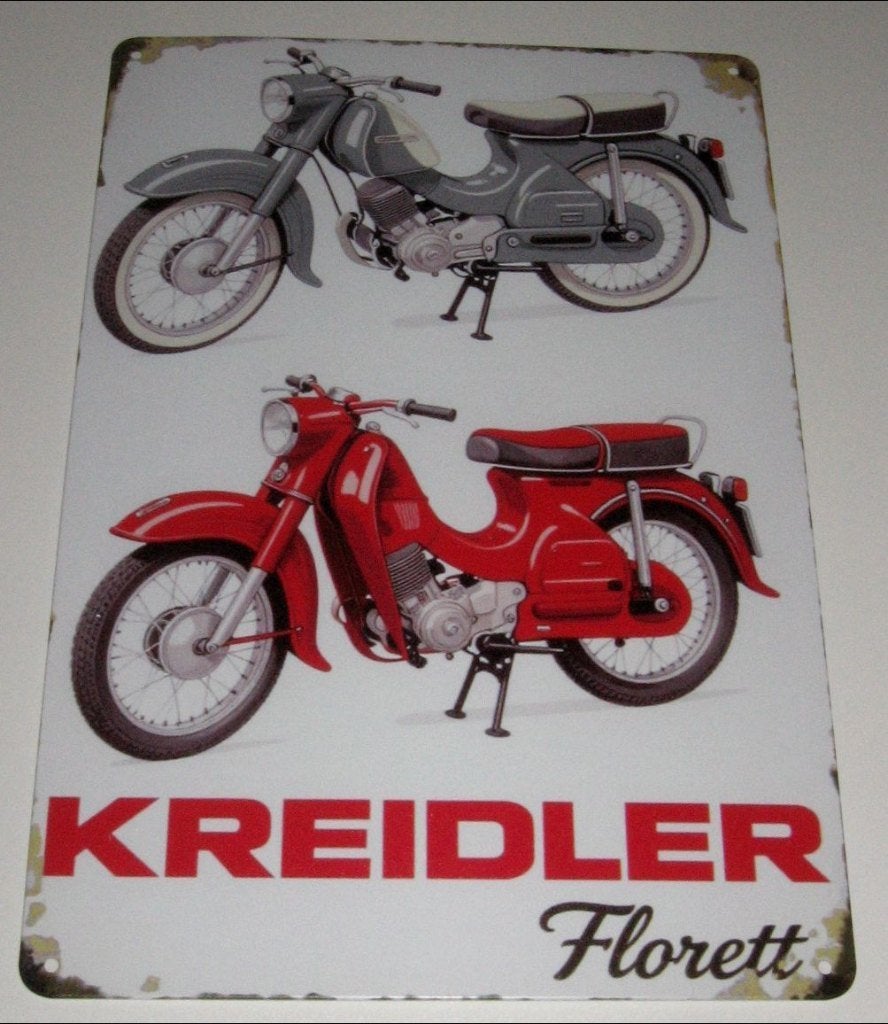 KREIDLER : Metalen Bord Oldtimer Brommer - Kreidler Florett, Verzenden, Nieuw, Reclamebord