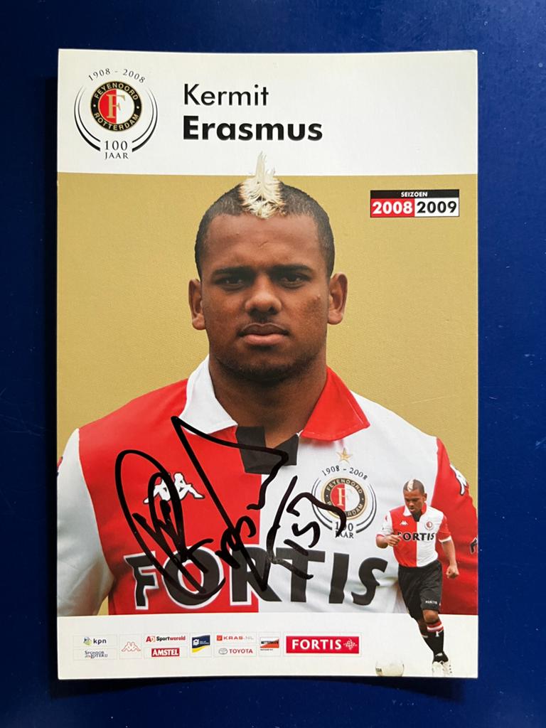 Feyenoord spelerskaart Erasmus met handtekening, Ophalen of Verzenden, Zo goed als nieuw, Feyenoord, Spelerskaart