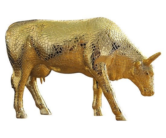 Nieuw Cow Parade koe Mira Moo Gold large gratis verzending., Ophalen of Verzenden, Beeld
