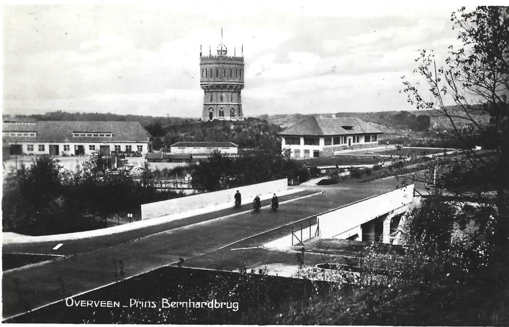 Fotokaart Overveen  Prins Bernhardbrug + watertoren, Verzenden, 1920 tot 1940, Gelopen, Zuid-Holland
