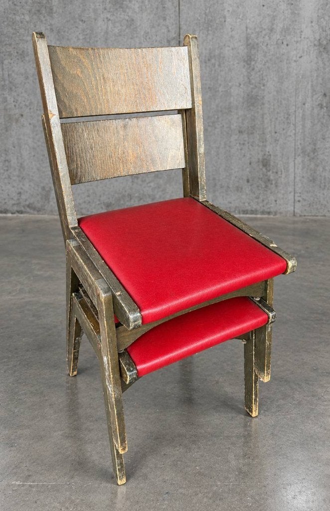 Grote partij vintage houten stapelbare stoelen, Gebruikt, Bruin, ., Hout