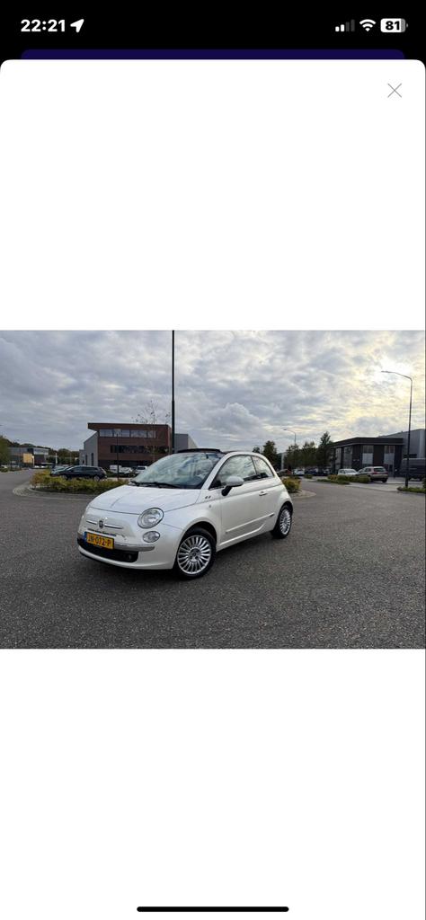 Fiat 500 1.2 C 2010 Wit Parelmoer, 4 cilinders, Leder en Stof, Wit, Handgeschakeld