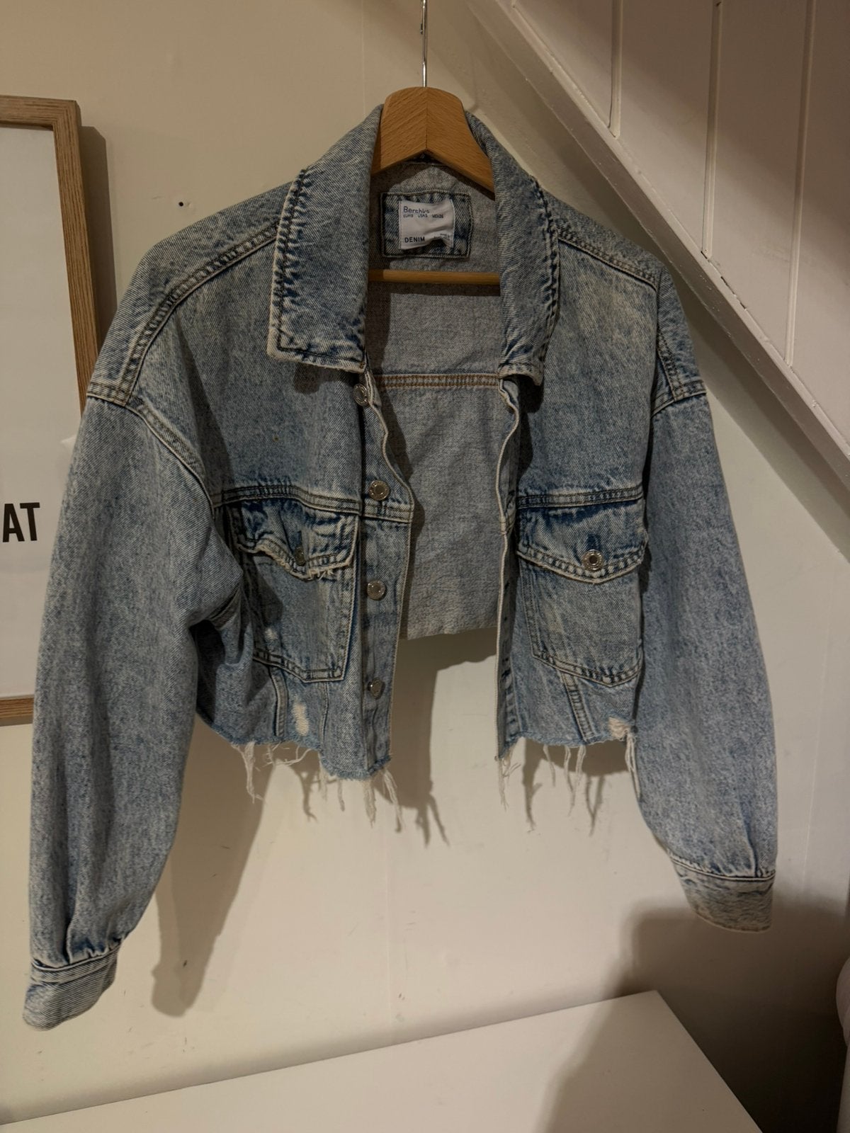 BERSHKA spijkerjasje maat S, Kleding | Dames, Jassen | Zomer, Gedragen, Maat 36 (S), Blauw, Ophalen of Verzenden