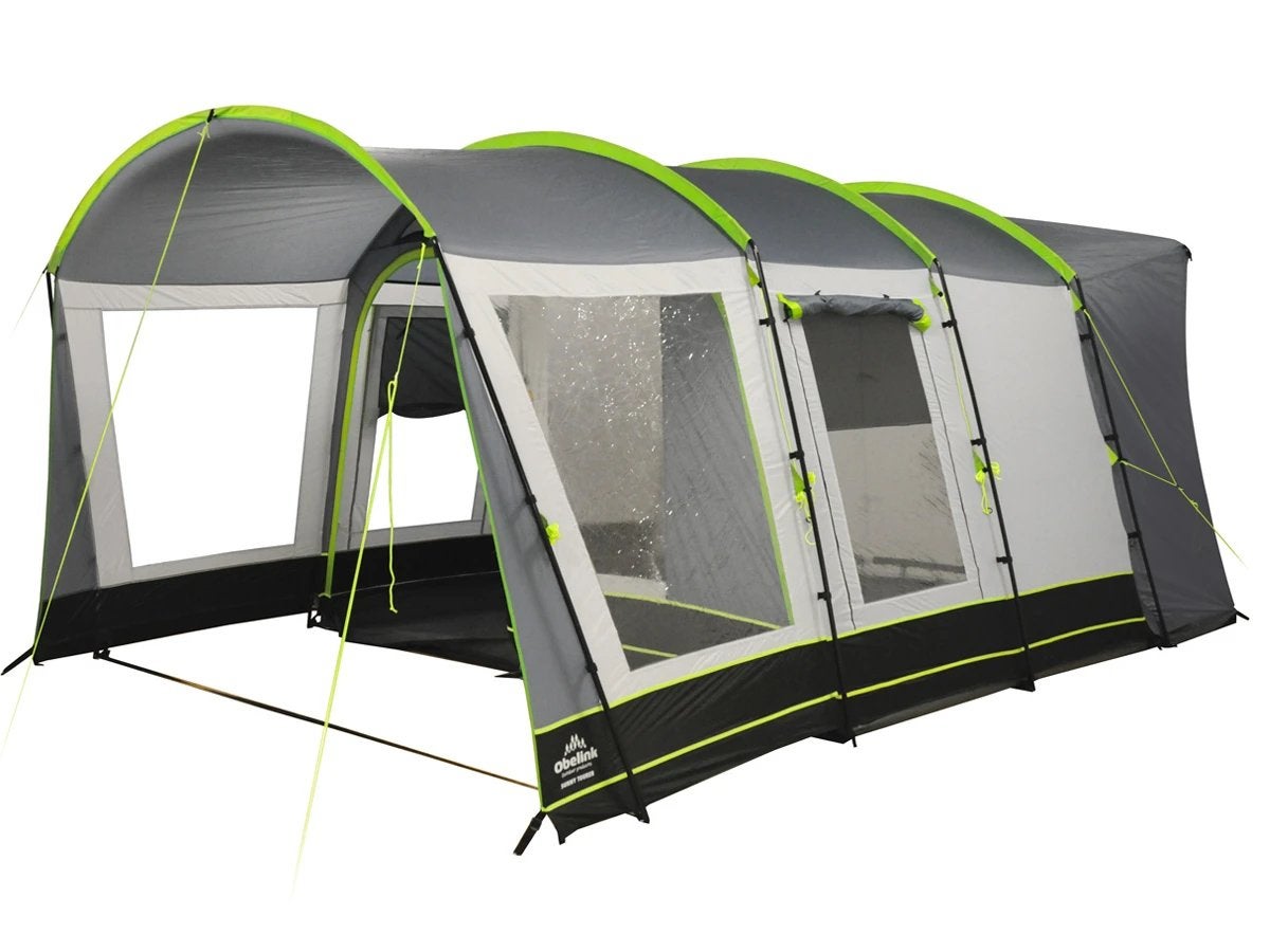 Obelink Sunny Tourer bustent (blauw / groen), Caravans en Kamperen, Tenten, Ophalen, Zo goed als nieuw