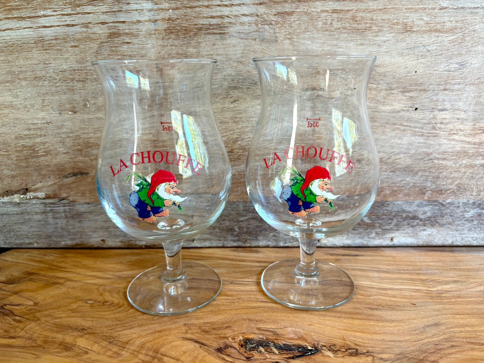 La Chouffe glazen - speciaal bier glas - 2 st., Ophalen of Verzenden, Nieuw, Bierglas