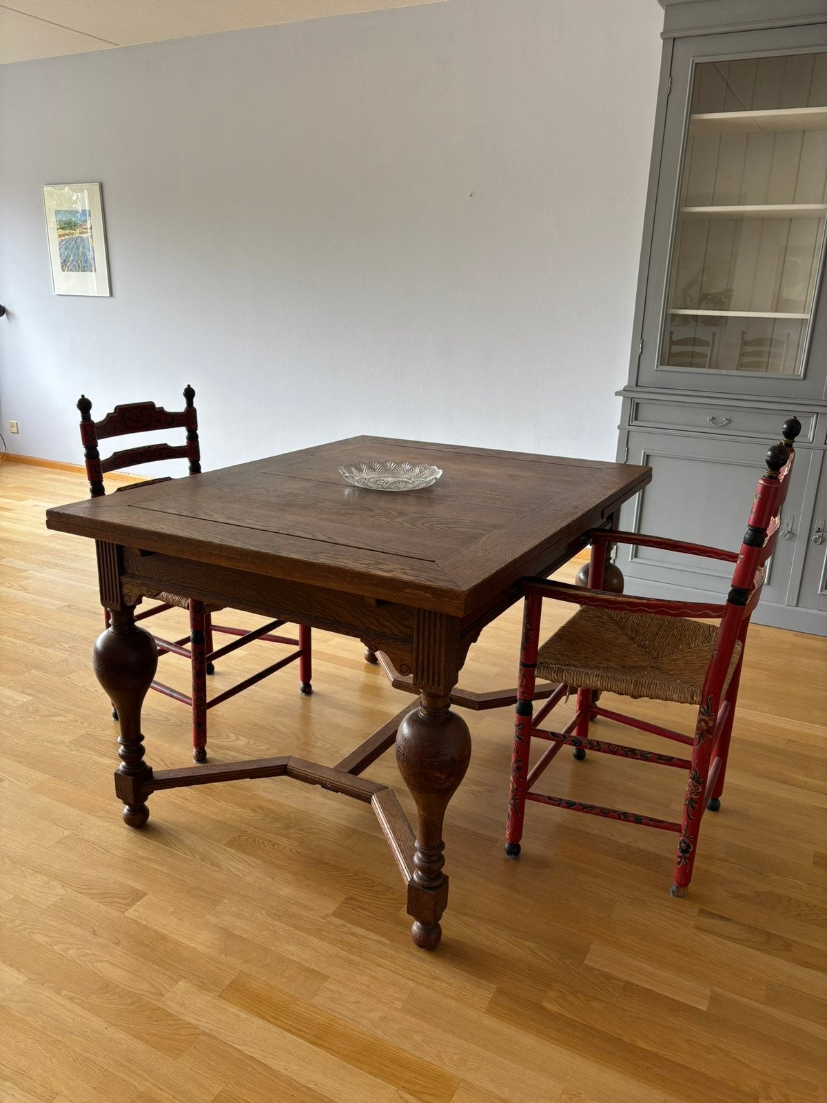 Antieke eikenhouten uitschuif tafel, Ophalen