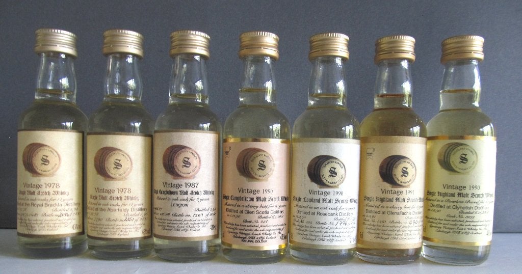 whisky's single malt miniatuurflesjes 7 flesjes- SIGNATORY, Ophalen of Verzenden
