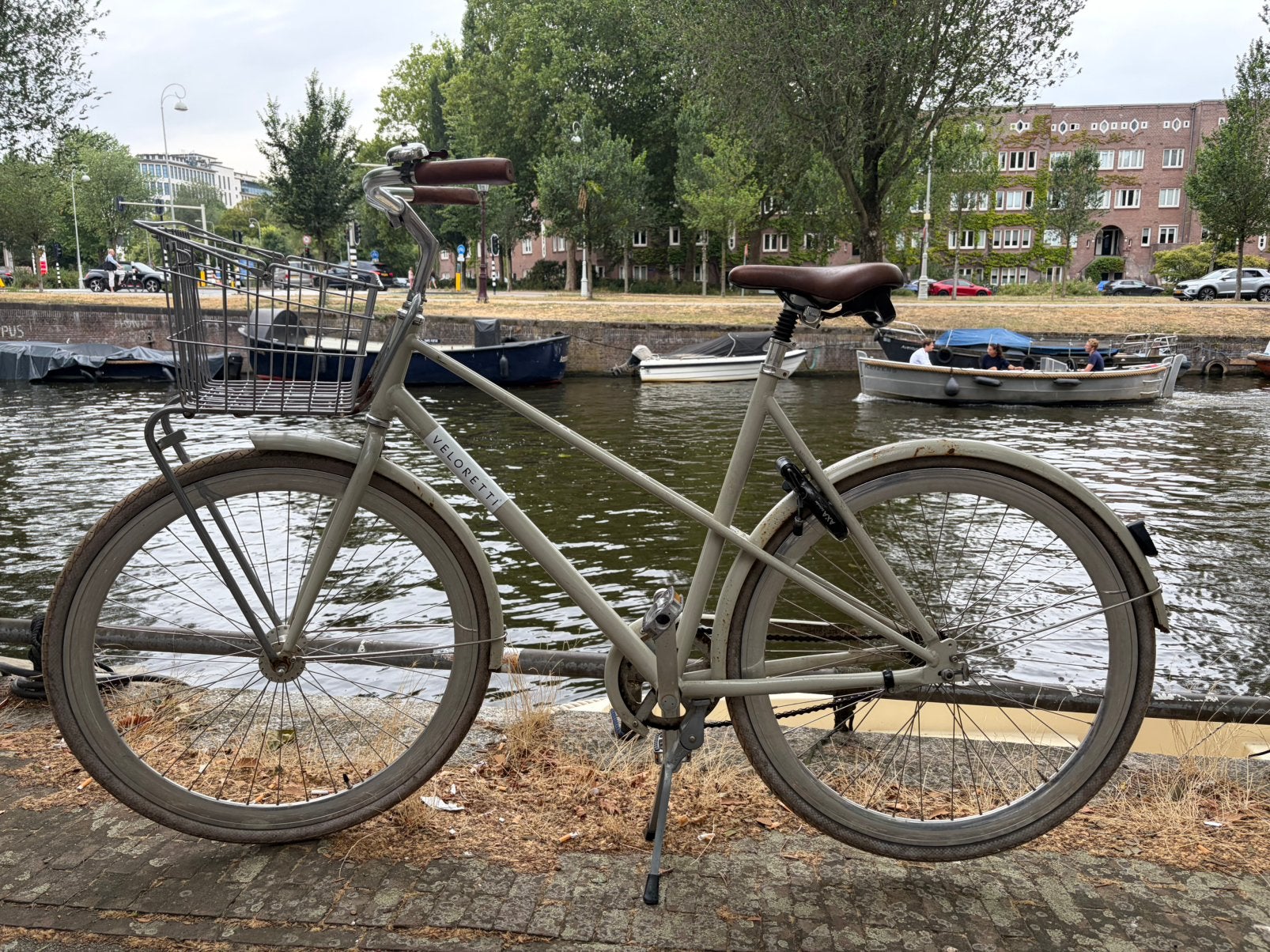 Veloretti caféracer damesfiets pebble grey, Overige merken, Terugtraprem, Gebruikt, Ophalen of Verzenden