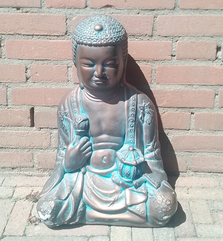 Boeddha beeld 46cm, Ophalen, Gebruikt, Steen/keramiek, Overige kleuren