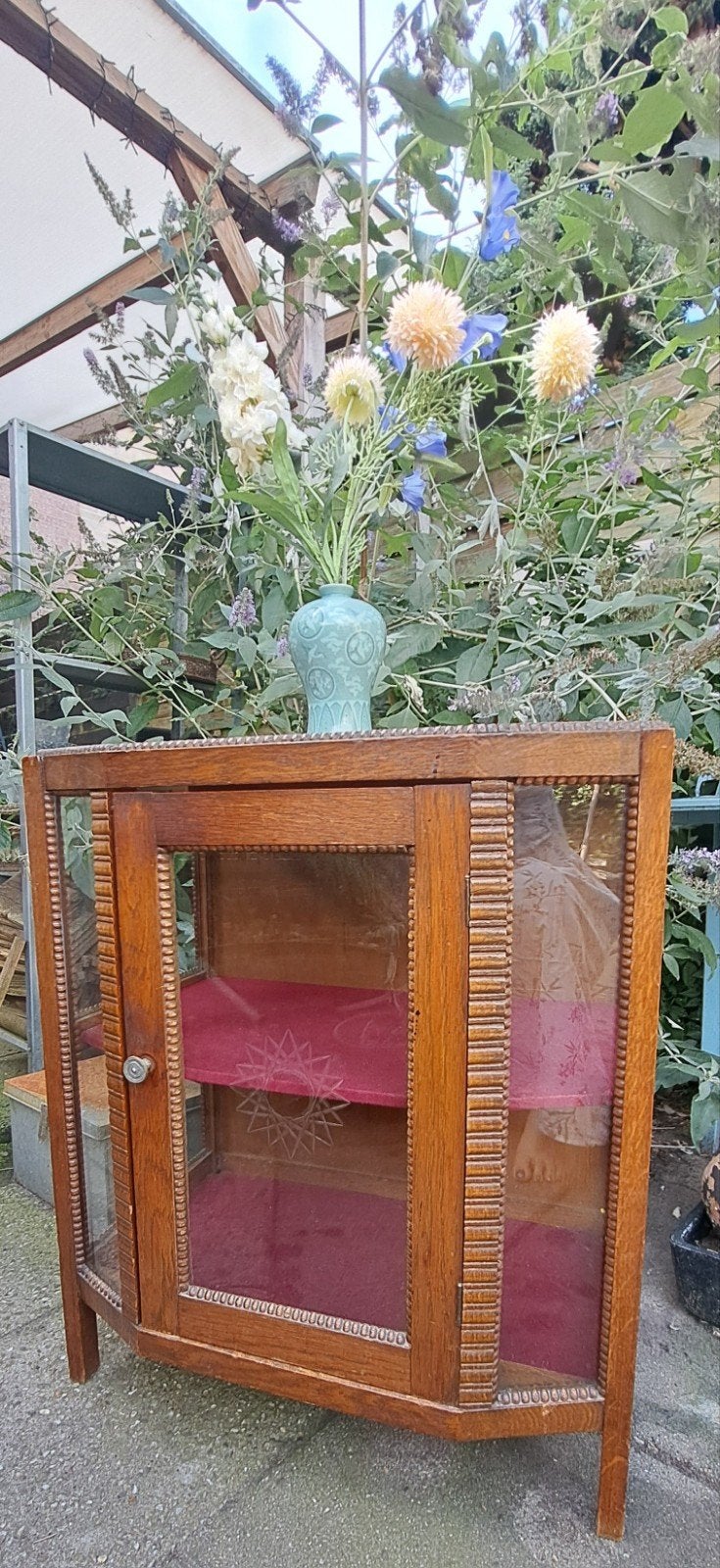 Prachtig antiek /vintage theekastje met geslepen ster, Ophalen