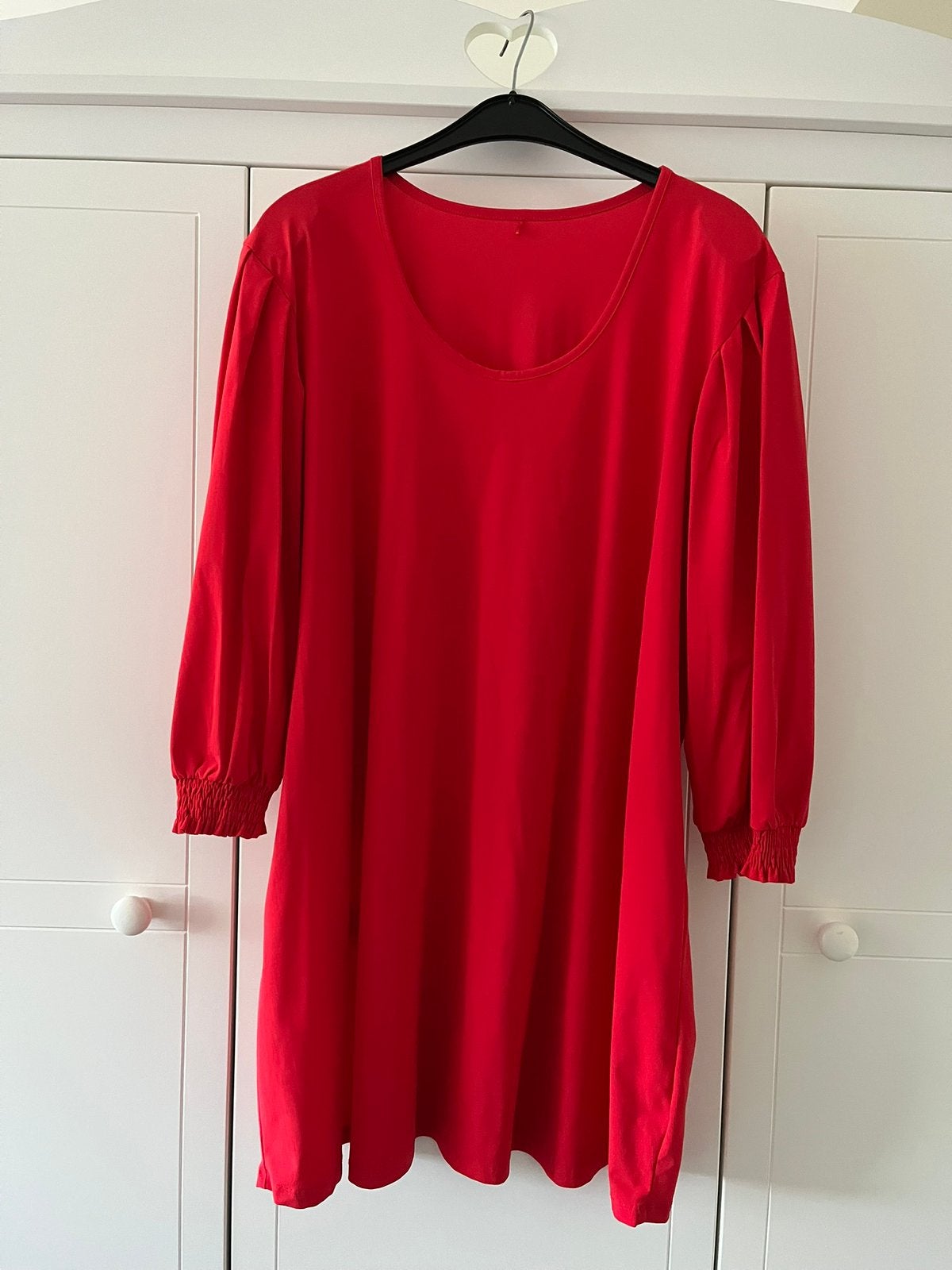 Dames tuniek / shirt A-lijn rood smok mouw Plusbasics mt 46, Ophalen of Verzenden, Zo goed als nieuw, Maat 46/48 (XL) of groter