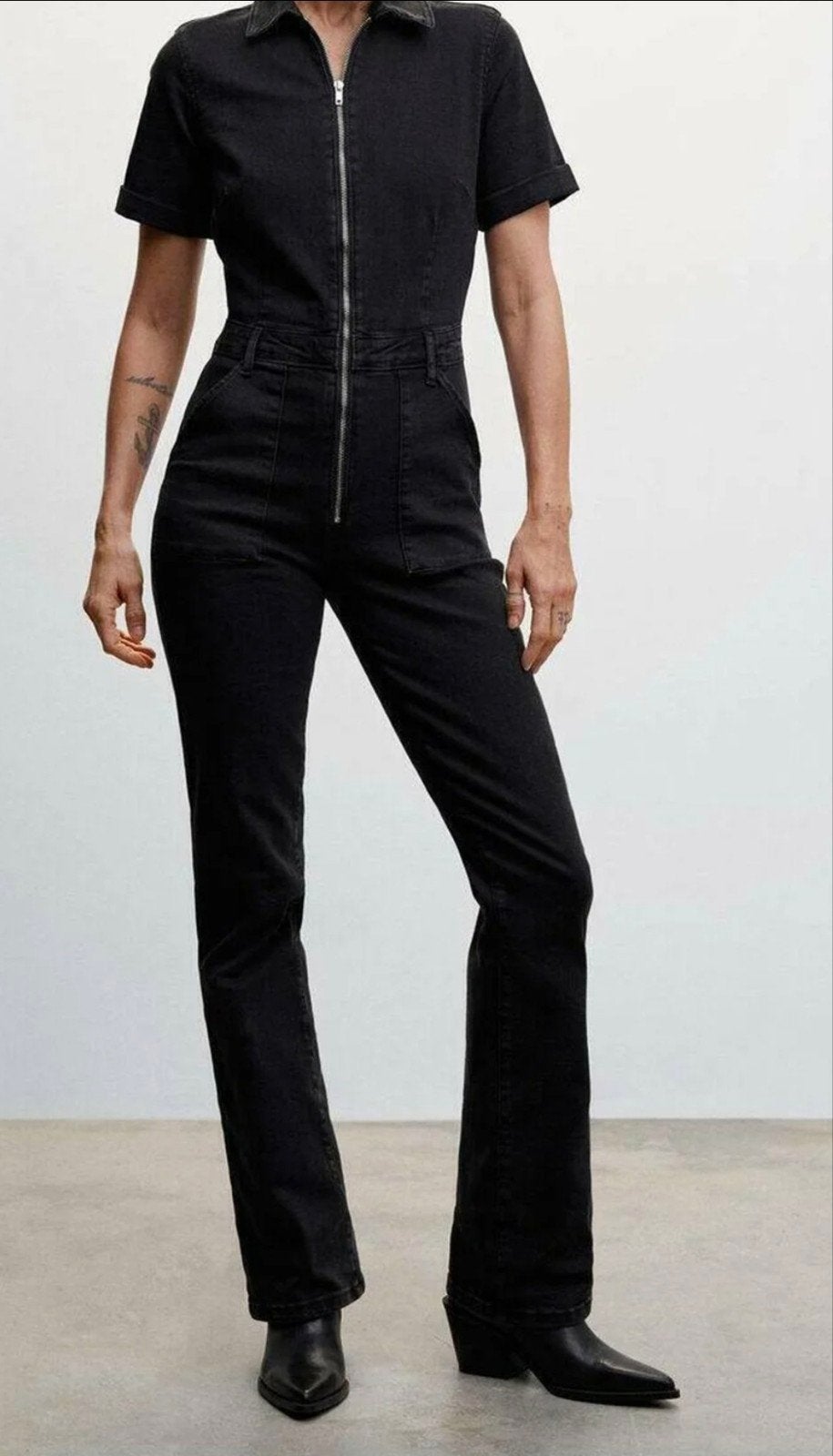 Mango denim jumpsuit maat M, Maat 38/40 (M), Mango, Zwart, Ophalen of Verzenden