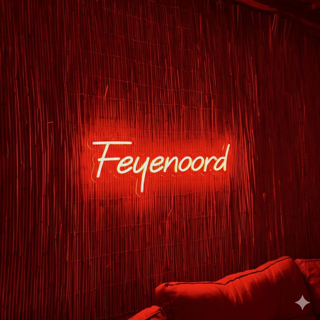 Feyenoord Rotterdam Neon LED Bord Hoge Kwaliteit 70cm x 23cm, Eén persoon