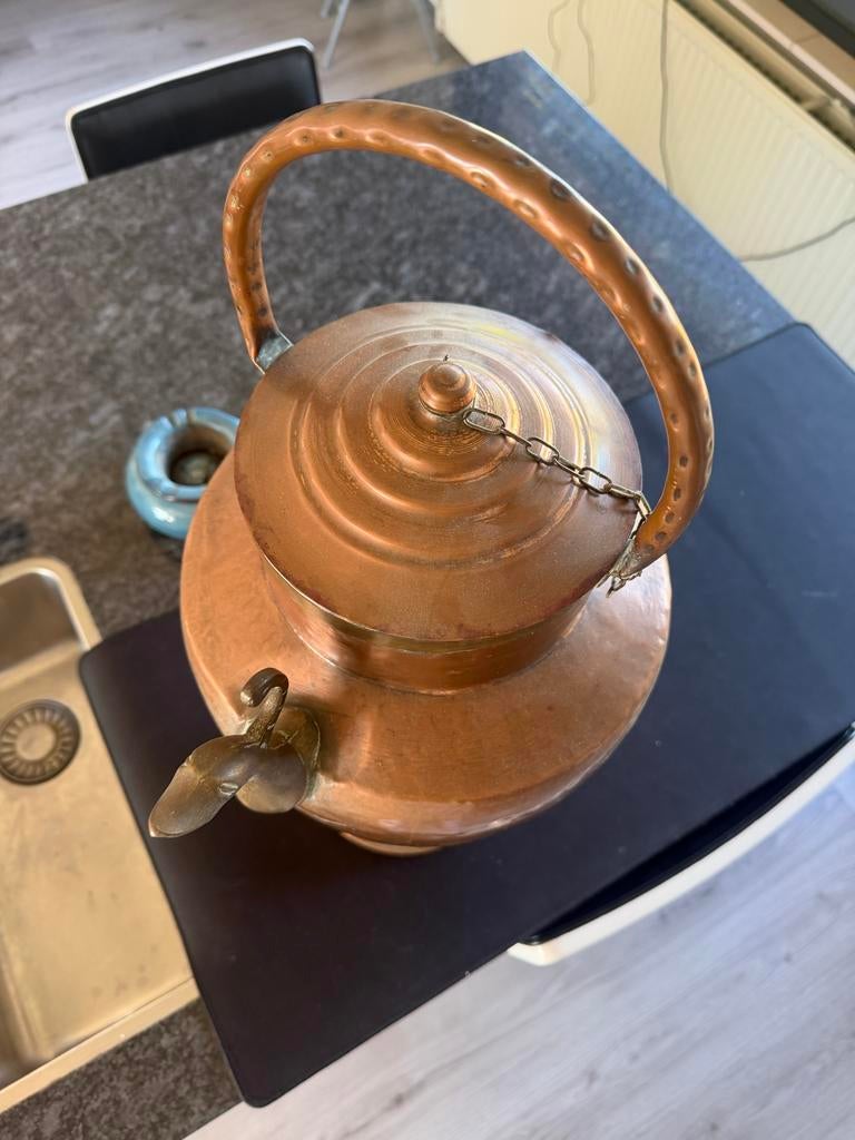 Grote Koperen Kan met Kraan - 57cm Hoog, Antiek en Kunst, Antiek | Koper en Brons, Ophalen of Verzenden, Koper