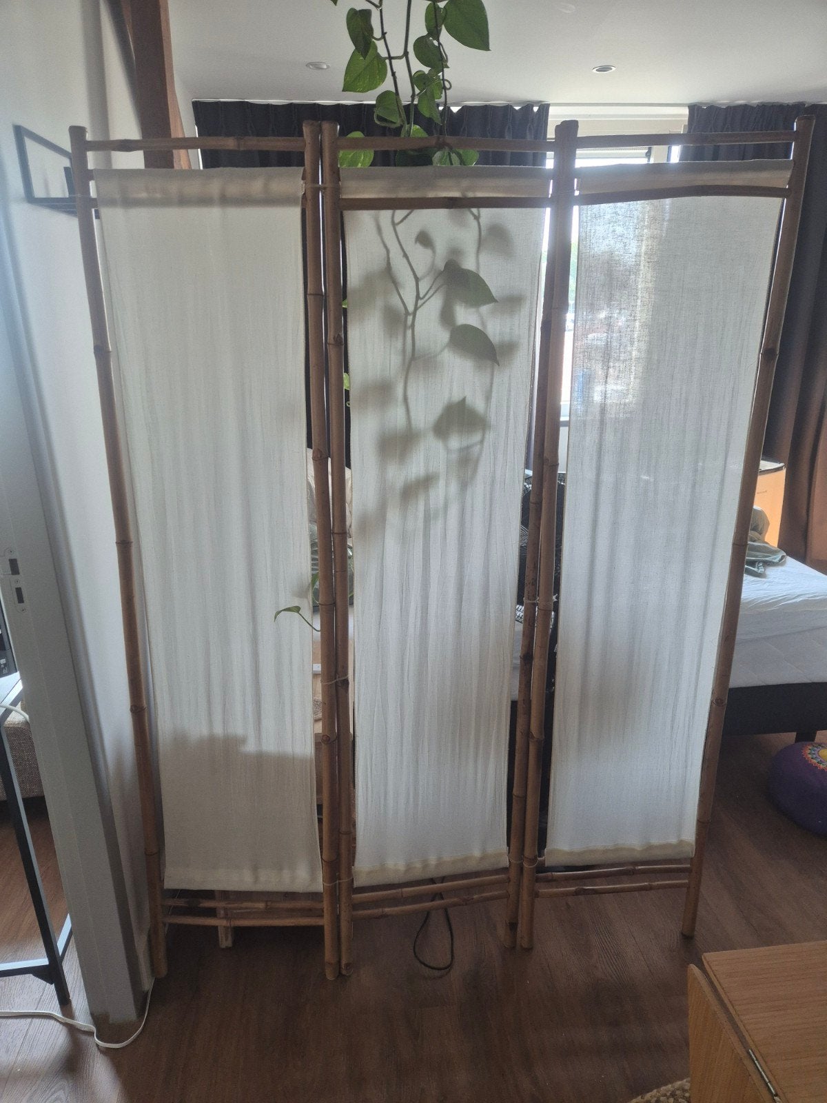 kamerscherm bamboo en stof, Ophalen, Nieuw
