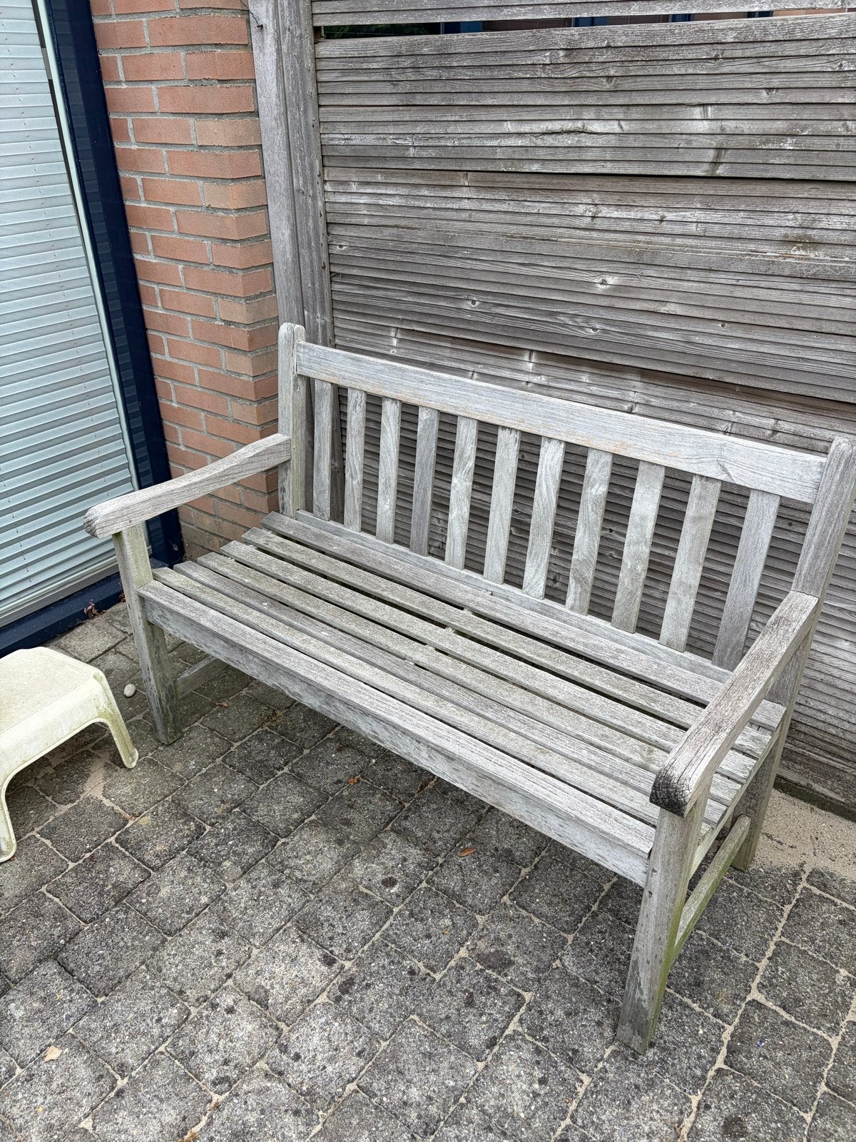 Robuuste houten tuinbank - Gebruikt, Ophalen, Gebruikt, Hout