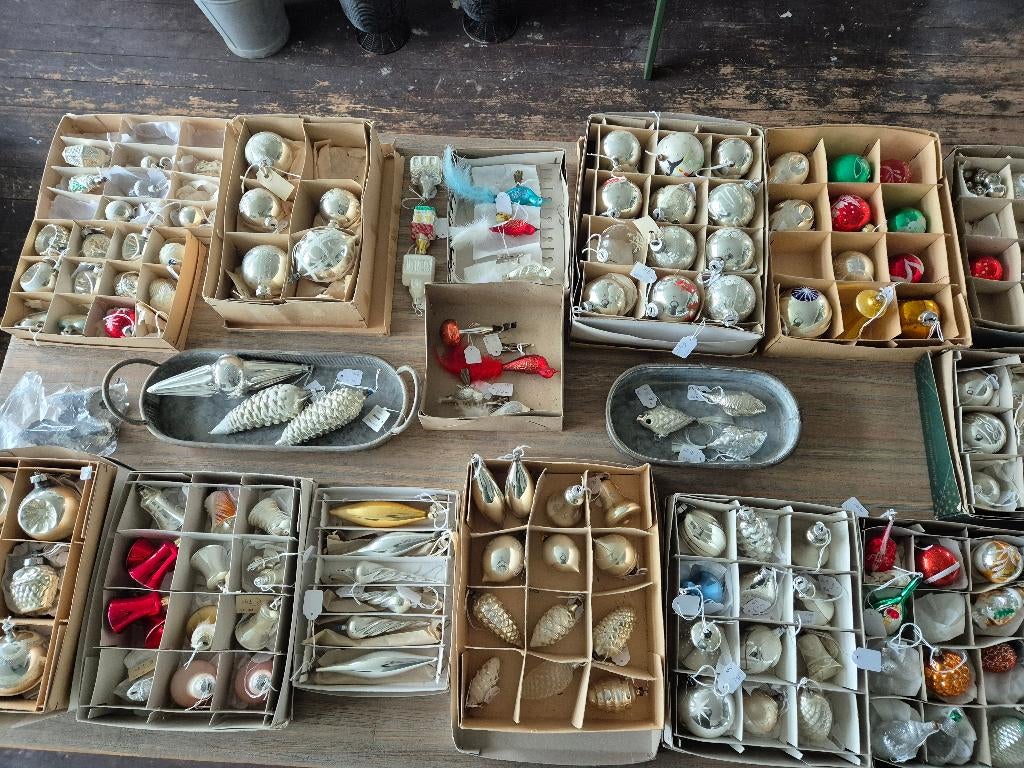 Oude vintage kerstballen en pieken, Diversen, Kerst, *, Gebruikt, *, Ophalen of Verzenden