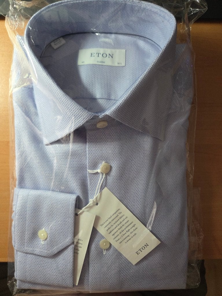Eton Classic Fit overhemd maat 42 – NIEUW – winkelprijs €199, Kleding | Heren, Overhemden, Blauw, Eton, Nieuw, Ophalen of Verzenden