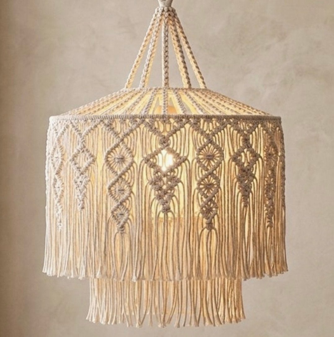 Handgemaakte Boho Macramé Hanglamp (52cm diameter), Verzenden, Nieuw