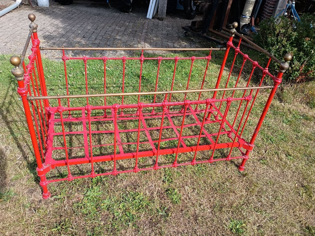 oud frans bed gietijzer spijlenbed 148x65, Antiek en Kunst, Ophalen