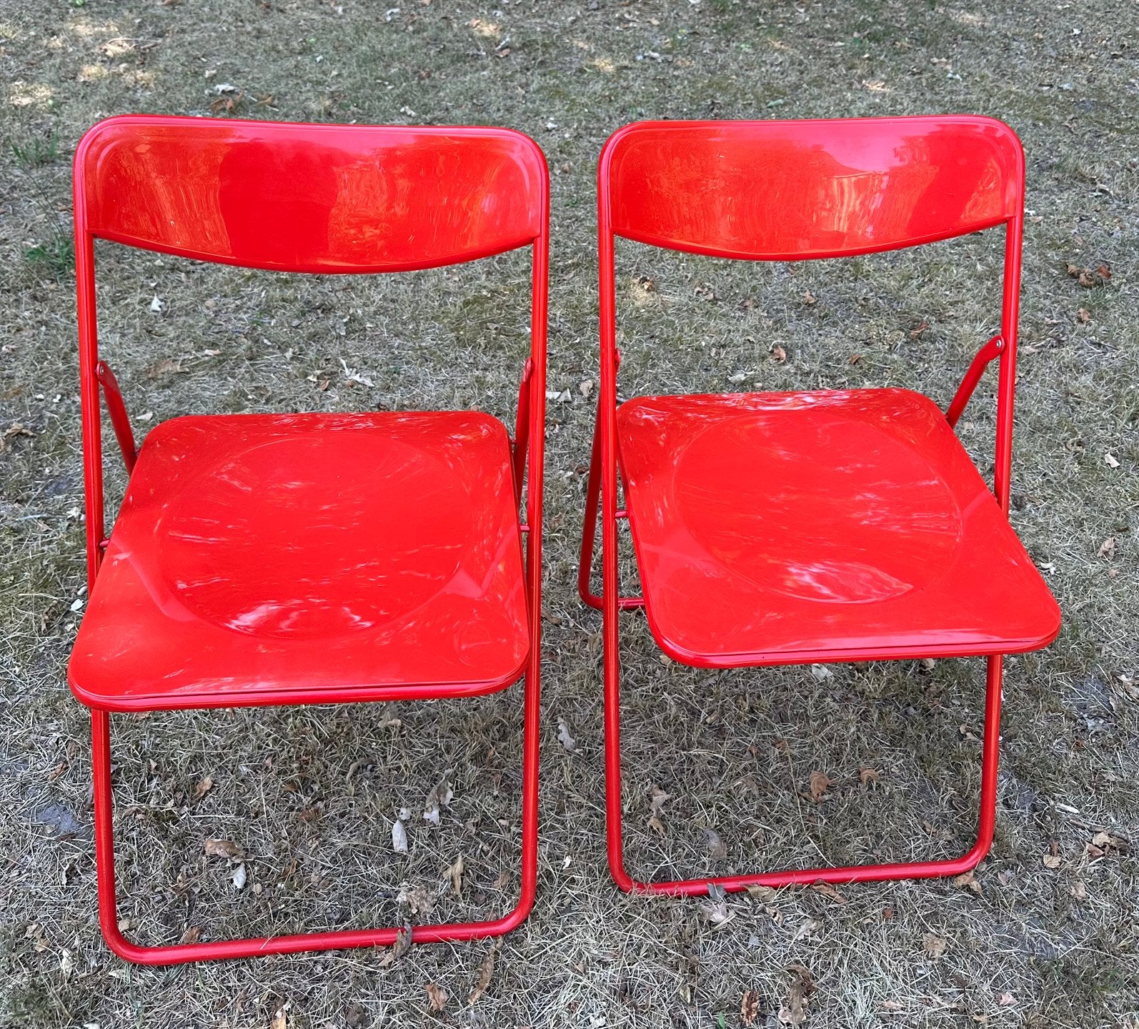 2 Vintage Ikea klapstoelen “Ted” rood, Ophalen, Gebruikt, Twee, Metaal