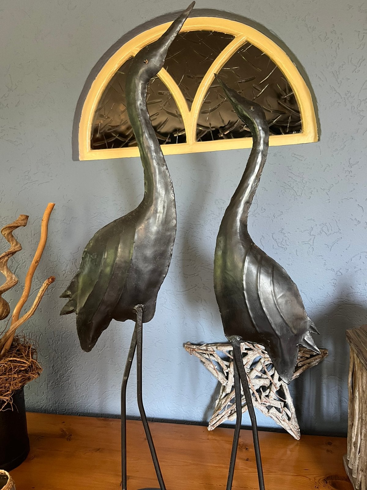 2 zwarte metalen vogels, Ophalen, Zo goed als nieuw