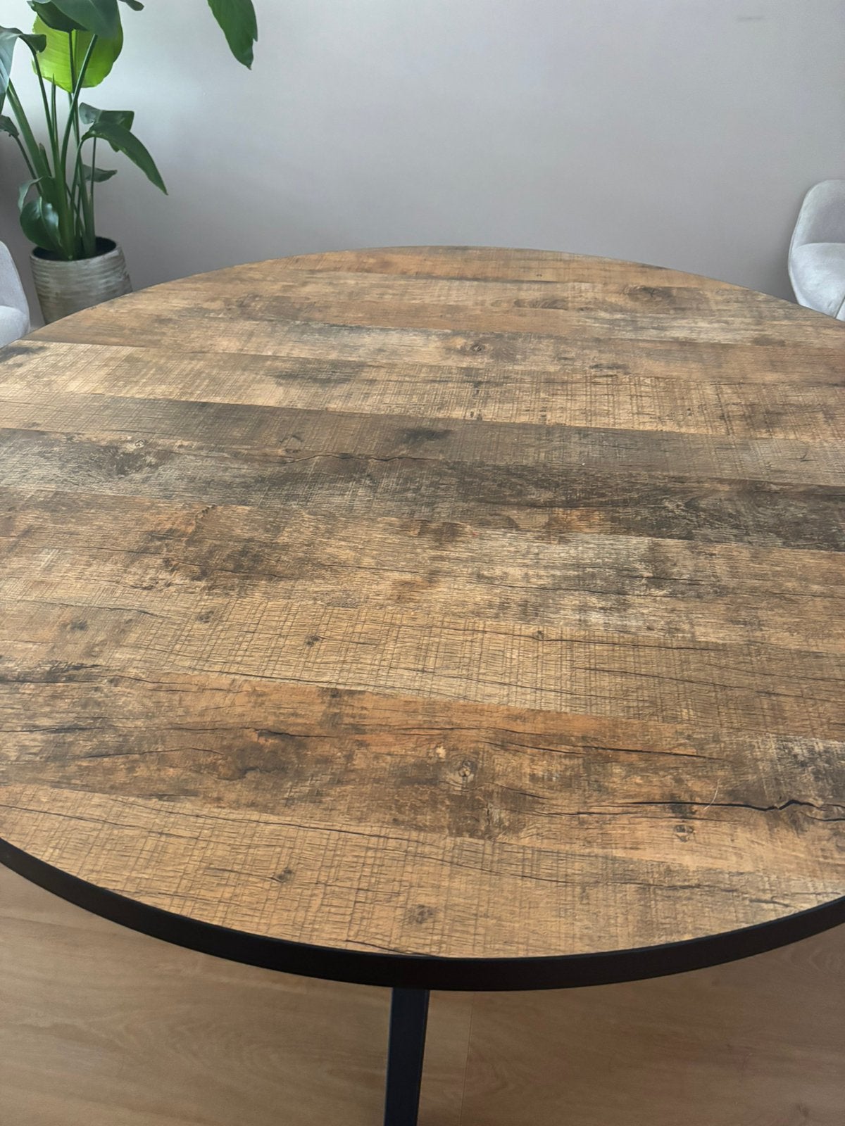 Ronde eettafel met metaal en mango hout, Ophalen, 50 tot 100 cm, 100 tot 150 cm, Rond