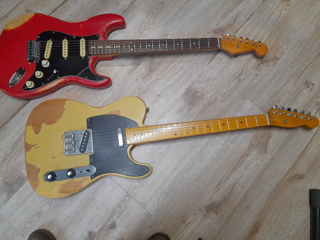 Relic Mahony Telecaster + Ash Stratocaster, Ophalen of Verzenden, Gebruikt, Solid body, Overige merken
