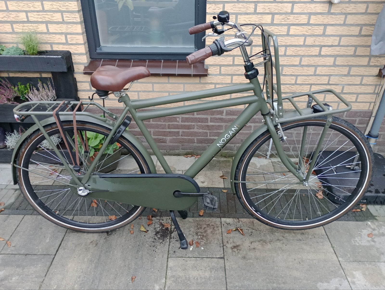 Nogan transport fiets legergroen, Terugtraprem, Versnellingen, Zo goed als nieuw, 57 tot 61 cm