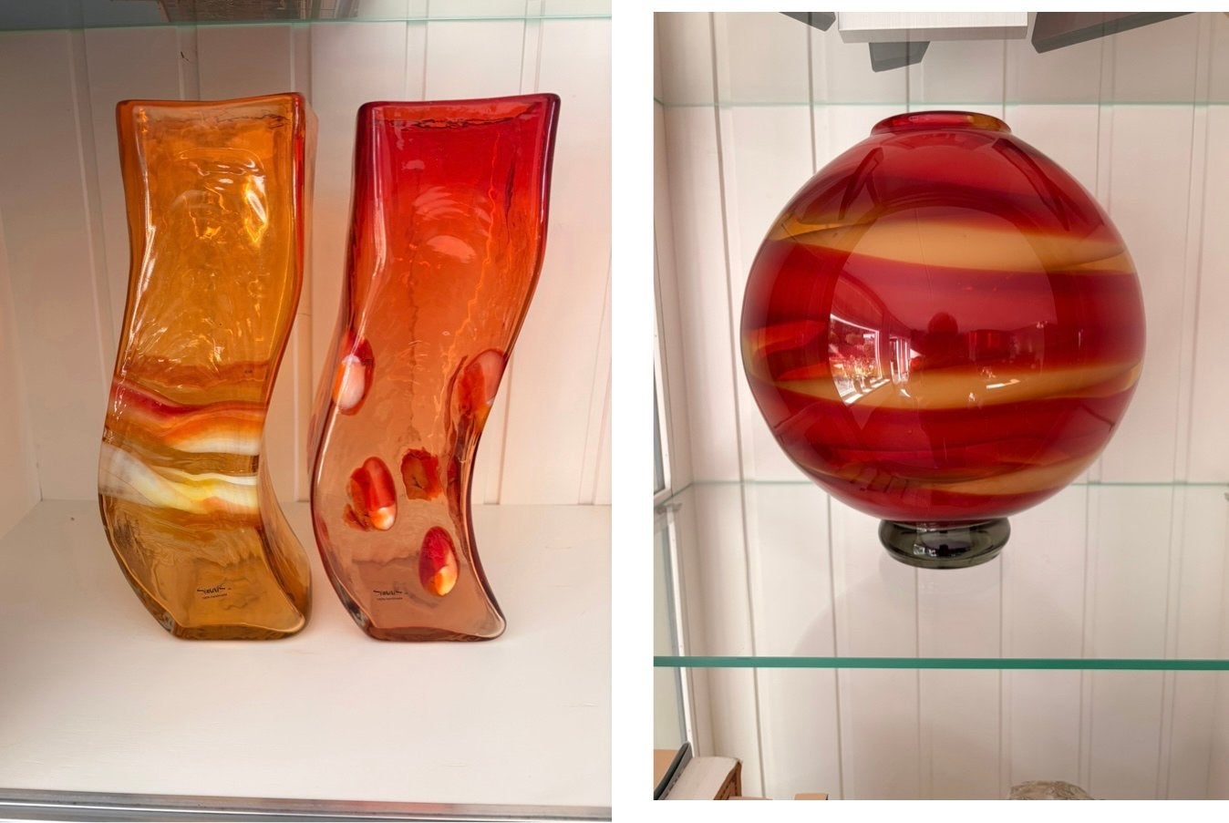 Simais handgemaakte glazen vazen - Oranje/Rood, Ophalen, Handgemaakt, Meerkleurig, Glas