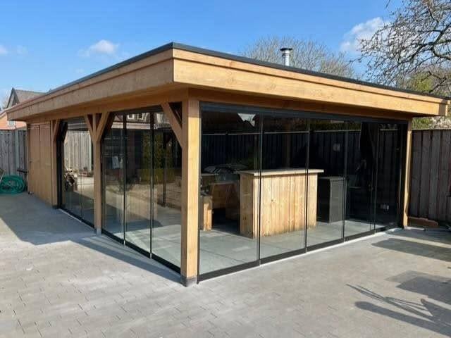 Glazen Schuifwanden € 155,-, Tuin en Terras, Overkappingen, Ophalen of Verzenden, Nieuw, Veranda