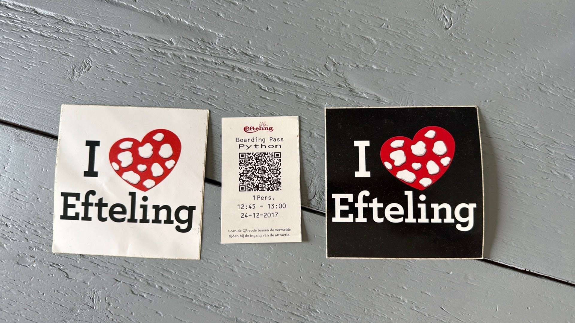 2 stickers en 1 python boardingpass, Verzamelen, Efteling, Ophalen of Verzenden, Zo goed als nieuw, Overige typen